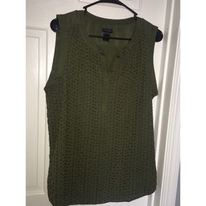 ANN TAYLOR OLIVE BLOUSE TANK TOP LARGE